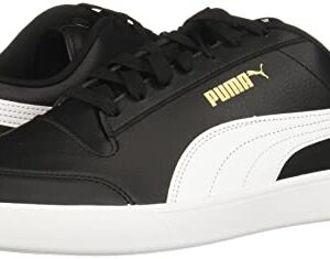 PUMA Mens Shuffle Sneaker, PUMA Mens Black-PUMA Mens White-PUMA Mens Team Gold, 10.5