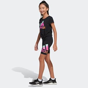 adidas Girls' Short Sleeve Cotton Essential T-Shirt Top, Black, Medium