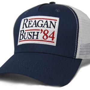 Urban Ridge Reagan Bush ’84 Adult Trucker Hat Snapback, Navy Blue with Embroidered Patch