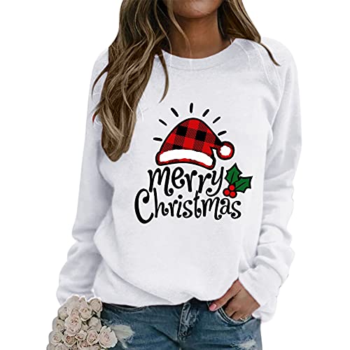 Franterd Women Shirts Plus Size Christmas Graphic 3D Owl Print T-Shirt Long Sleeve Loose Xmas Top Tee Casual Blouse White