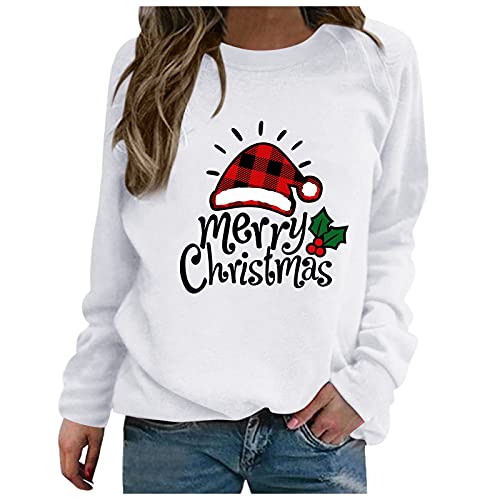 Franterd Women Shirts Plus Size Christmas Graphic 3D Owl Print T-Shirt Long Sleeve Loose Xmas Top Tee Casual Blouse White