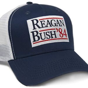 Urban Ridge Reagan Bush ’84 Adult Trucker Hat Snapback, Navy Blue with Embroidered Patch