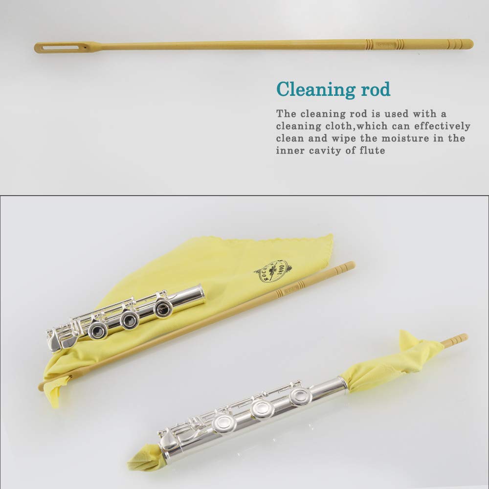 Flute Cleaning and Maintenance Cleaner Care Kit with Key Oil, Cork Grease, Swab, Cleaning Cloth, Cleaning Brush, and Cleaning Rod in Khaki