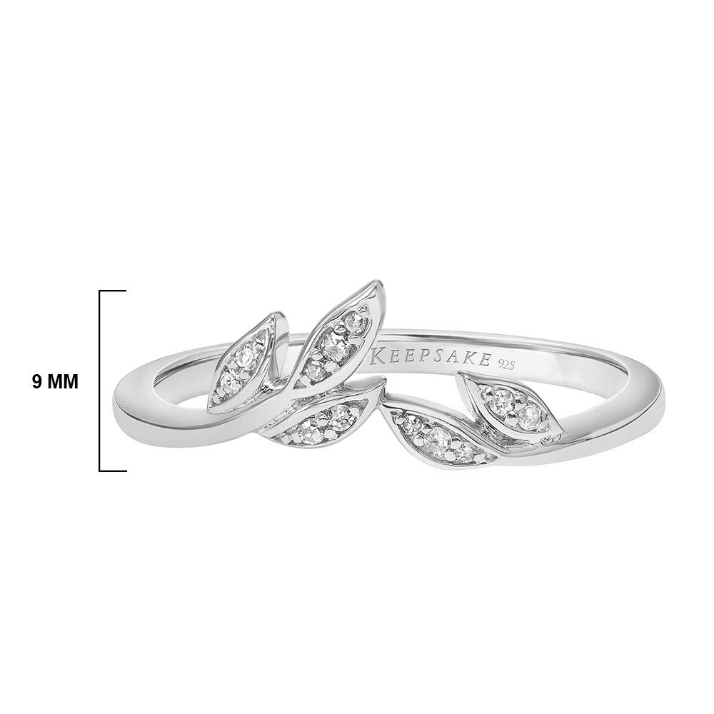 Stackable Diamond Floral Leaf Wedding Rings for Women; Anniversary or Promise Rings for Her in 925 Sterling Silver; Silver Rings for Women 1/20ct (I-J Color, I3 Clarity), Size 7, by Keepsake