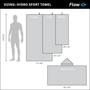 Flow Hydro Sport Towel - Microfiber Quick Dry Swimming Towels for Swim, Pool, Triathlon, and Other Water Sports in Medium, Large, Extra Large, and Hooded Sizes (Gray, Medium (48" x 24"))