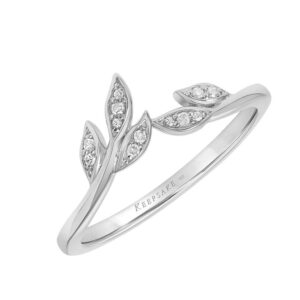 stackable diamond floral leaf wedding rings for women; anniversary or promise rings for her in 925 sterling silver; silver rings for women 1/20ct (i-j color, i3 clarity), size 7, by keepsake