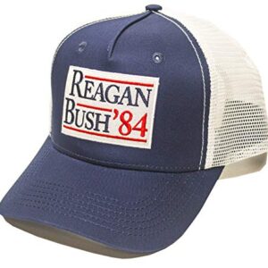 Urban Ridge Reagan Bush ’84 Adult Trucker Hat Snapback, Navy Blue with Embroidered Patch