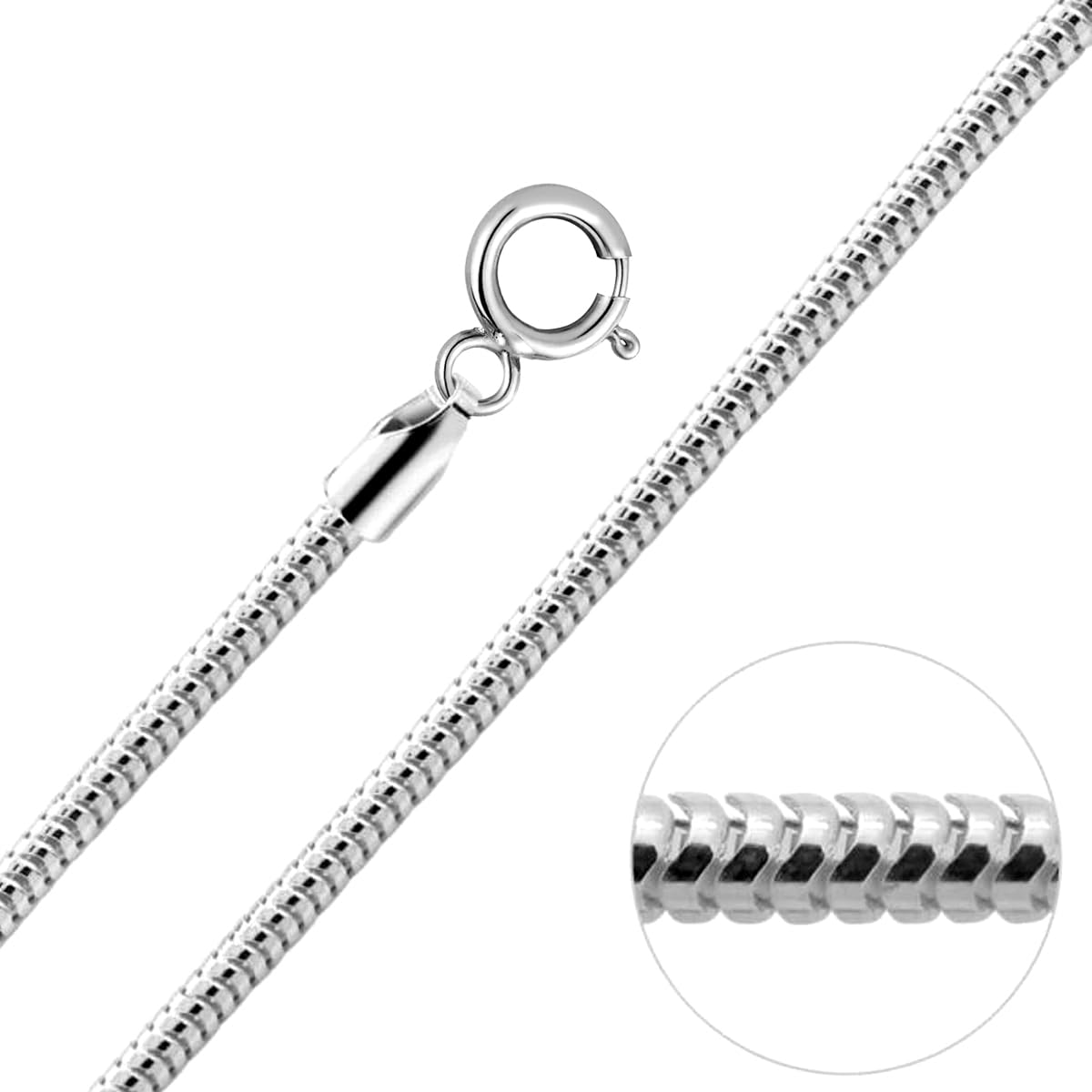 LeCalla 925 Sterling Silver 2 MM Magic 8 Sided Italian Snake Chain Necklace for Women 20 Inches