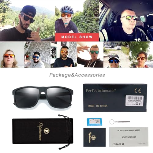 Perfectmiaoxuan Polarized sunglasses for men/women; light frame; HD pilot lenses; Golf/driving/fishing/travel Eyewear