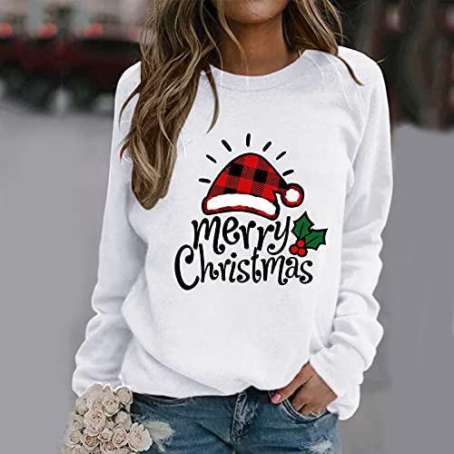 Franterd Women Shirts Plus Size Christmas Graphic 3D Owl Print T-Shirt Long Sleeve Loose Xmas Top Tee Casual Blouse White