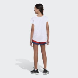 adidas girls Colorblock Woven Shorts, Vivid Red, 8-15 Years US