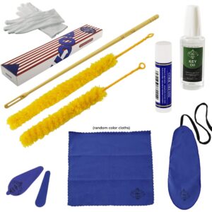 Flute Cleaner Care Cleaning Kit,Maintenance Kit,Key Oil,Cork Grease,Swab,Cleaning Cloth,Cleaning Brush,Cleaning Rod(Random Color Cloths)