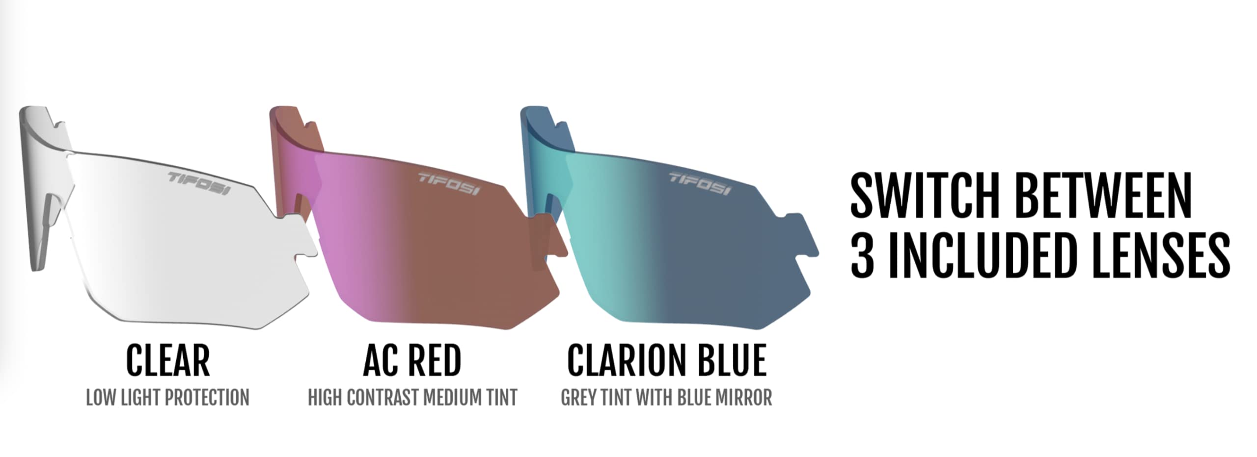 Tifosi Optics Tsali Sunglasses (Crystal Smoke/White, Clarion Blue/AC Red/Clear)