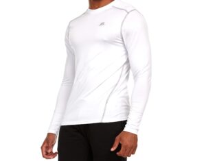 russell athletic men's fitted long sleeve performance t-shirt, white, medium