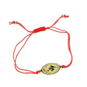 Catholic adjustable red cord bracelet with stainless steel "Virgen de la Caridad del Cobre" medal (SSBCMH-RED)