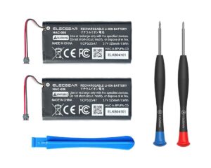 elecgear 2 x replacement battery for joy-con switch controller, hac-006 internal rechargeable li-ion battery for nintendo joycon controller left and right with repair tool kit