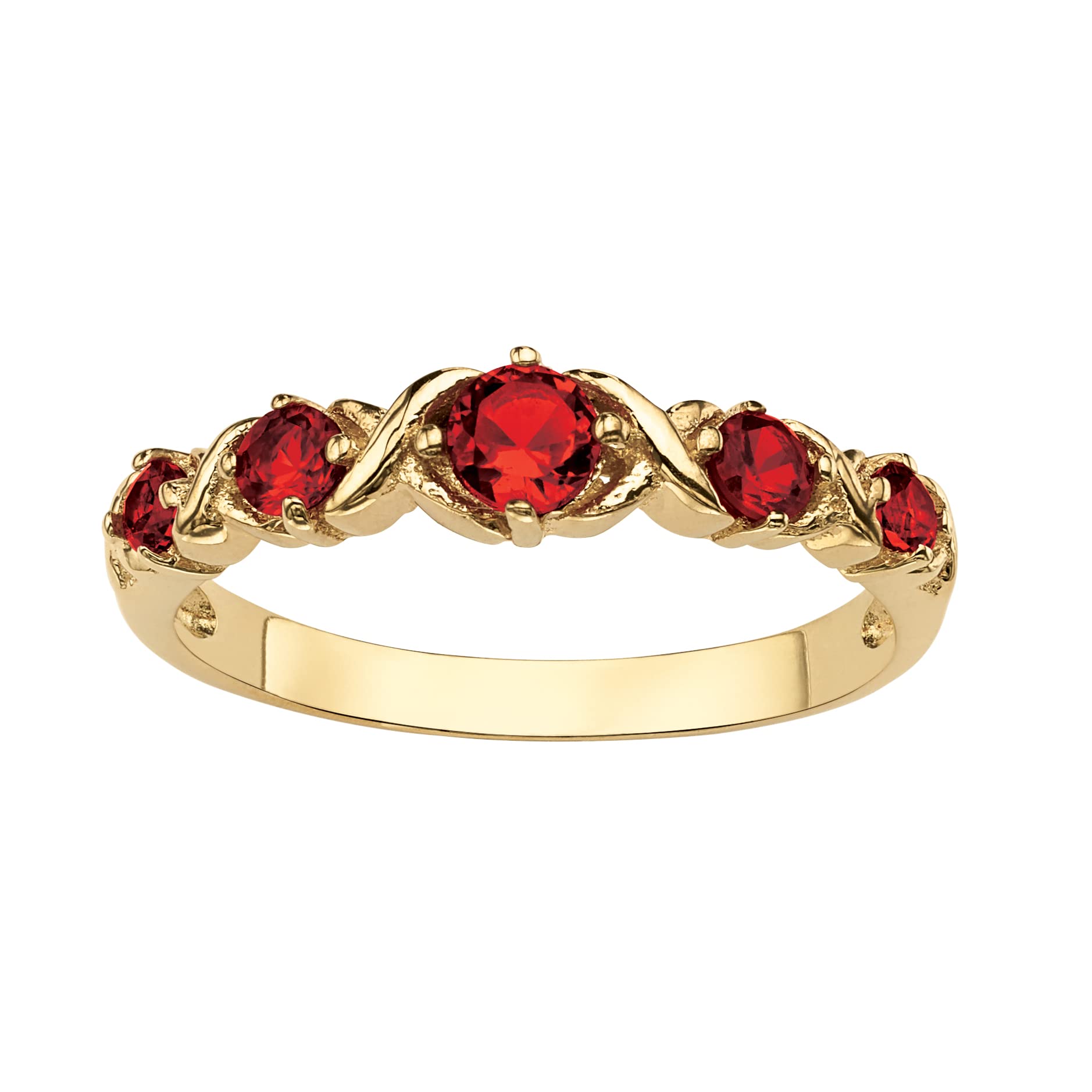 PalmBeach Gold-Plated Simulated Birthstone X O Ring Sizes 5-10 Size 8 Month 7