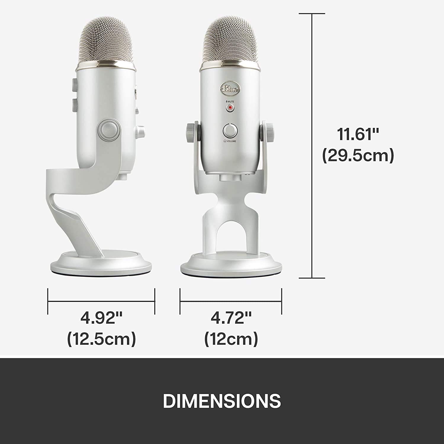 Newest Blue Yeti USB Microphone with 4 Pickup Patterns, 3 Condenser Capsules, Mic Gain Control & Adjustable Stand for Gaming, Streaming, Podcasting on PC & Mac with GalliumPi Accessories - Silver