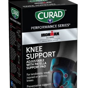 Curad Performance Series Ironman Knee Support, Adjustable with Patella Support Pad, for Tendonitis, Weak, or Injured Knees, Preventative Support for Athletes