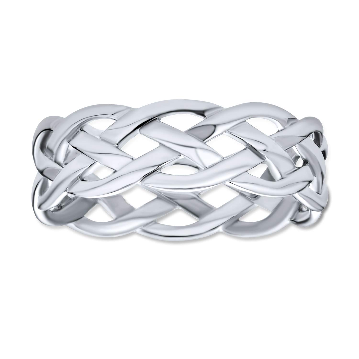 Simple Criss Cross Weave Woven Braided Band Rope Twisted Cable Eternity Wedding Band Ring For Women Teens .925 Sterling Silver 6MM