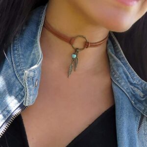 ROSTIVO Choker Necklaces for Women Native American Jewelry for Women Boho Leather Jewelry for Girl