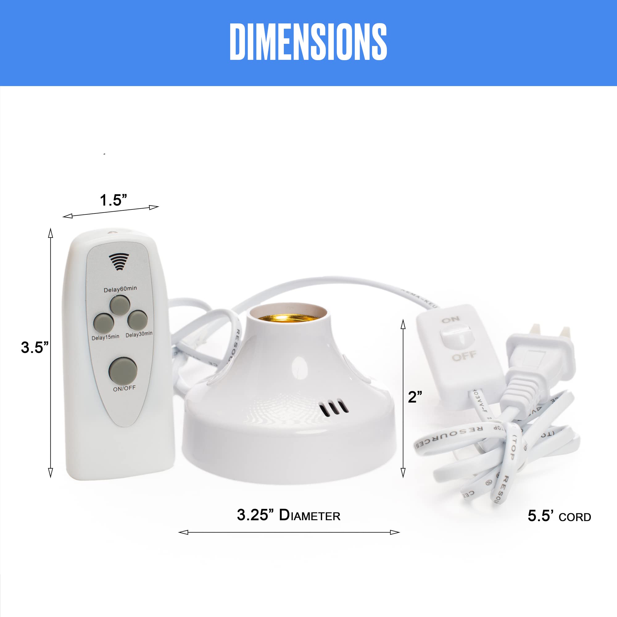 Ozone-Free Ultraviolet Germicidal Light Sanitizer UVC Lamp 25 W E26/E27 with Stand and Remote Control