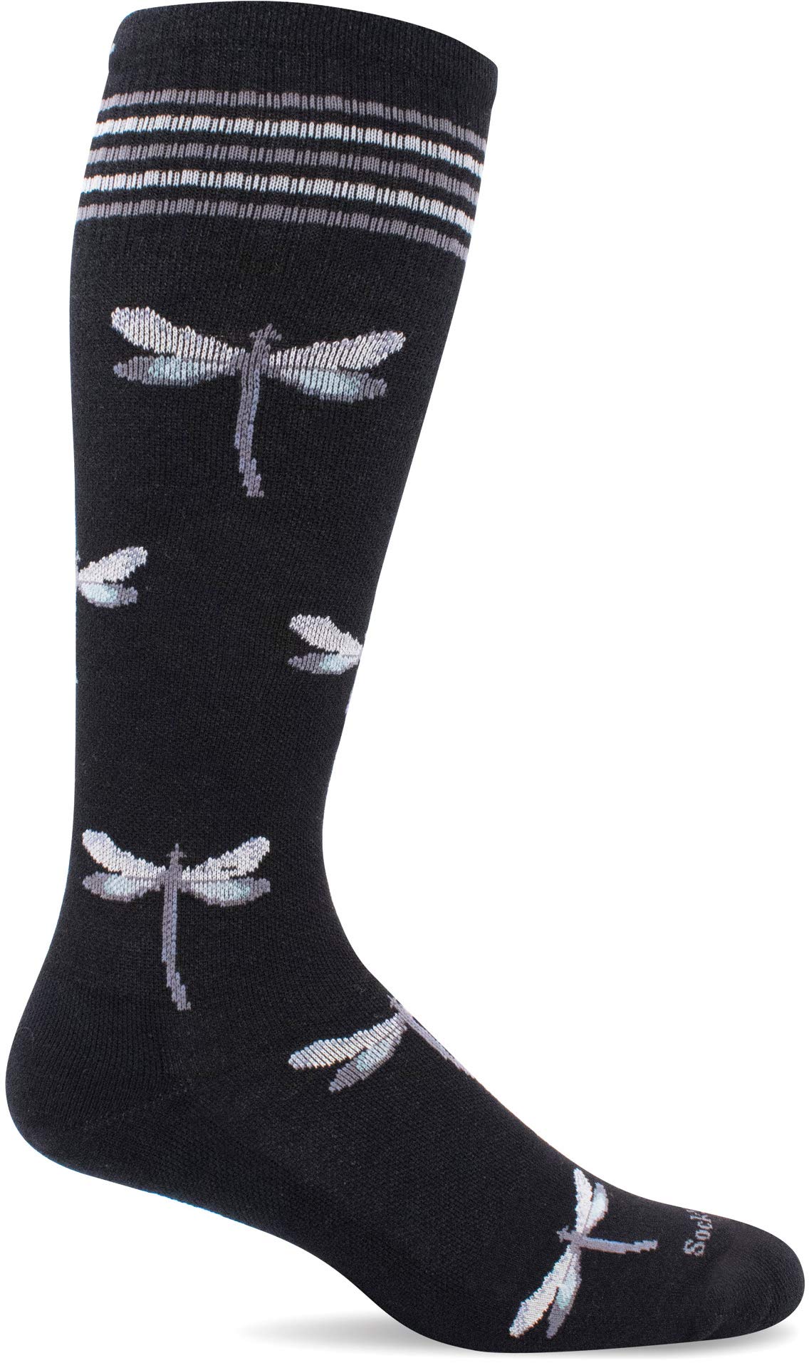 Sockwell Women's Dragonfly Moderate Graduated Compression Sock, Black - M/L