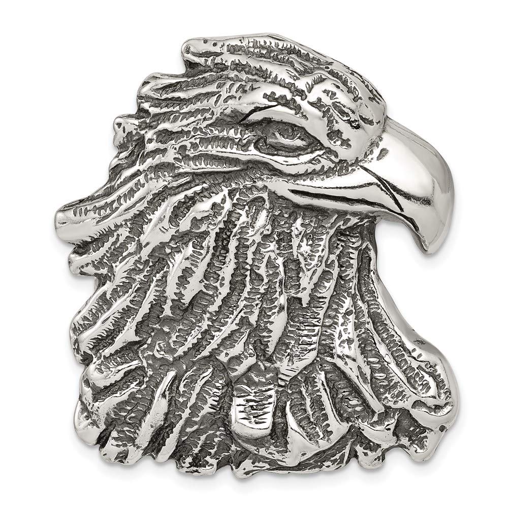 Sterling Silver Antiqued Eagle Head Pendant 39mm 33mm style QC4083