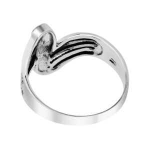 AeraVida Contemporary Flowing Waves Abalone Shell Inlay .925 Sterling Silver Ring