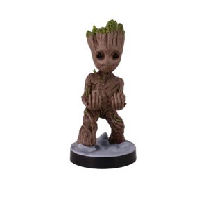 Exquisite Gaming: Guardians of The Galaxy: Toddler Groot - Original Mobile Phone & Gaming Controller Holder, Device Stand, Cable Guys, Marvel Licensed Figure, Black