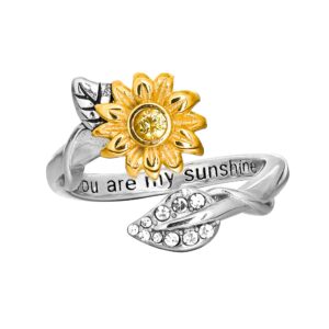 corner boss stainless steel sunflower adjustable ring you are my sunshine classic cute bands for women size7