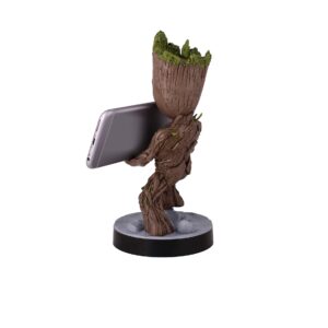 Exquisite Gaming: Guardians of The Galaxy: Toddler Groot - Original Mobile Phone & Gaming Controller Holder, Device Stand, Cable Guys, Marvel Licensed Figure, Black