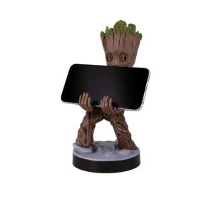 Exquisite Gaming: Guardians of The Galaxy: Toddler Groot - Original Mobile Phone & Gaming Controller Holder, Device Stand, Cable Guys, Marvel Licensed Figure, Black