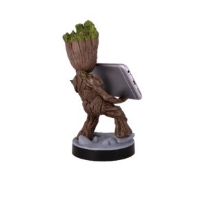 Exquisite Gaming: Guardians of The Galaxy: Toddler Groot - Original Mobile Phone & Gaming Controller Holder, Device Stand, Cable Guys, Marvel Licensed Figure, Black