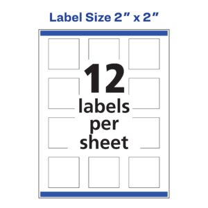 Avery Square Labels with Sure Feed, 2" x 2", 120 Glossy White Labels (36476)