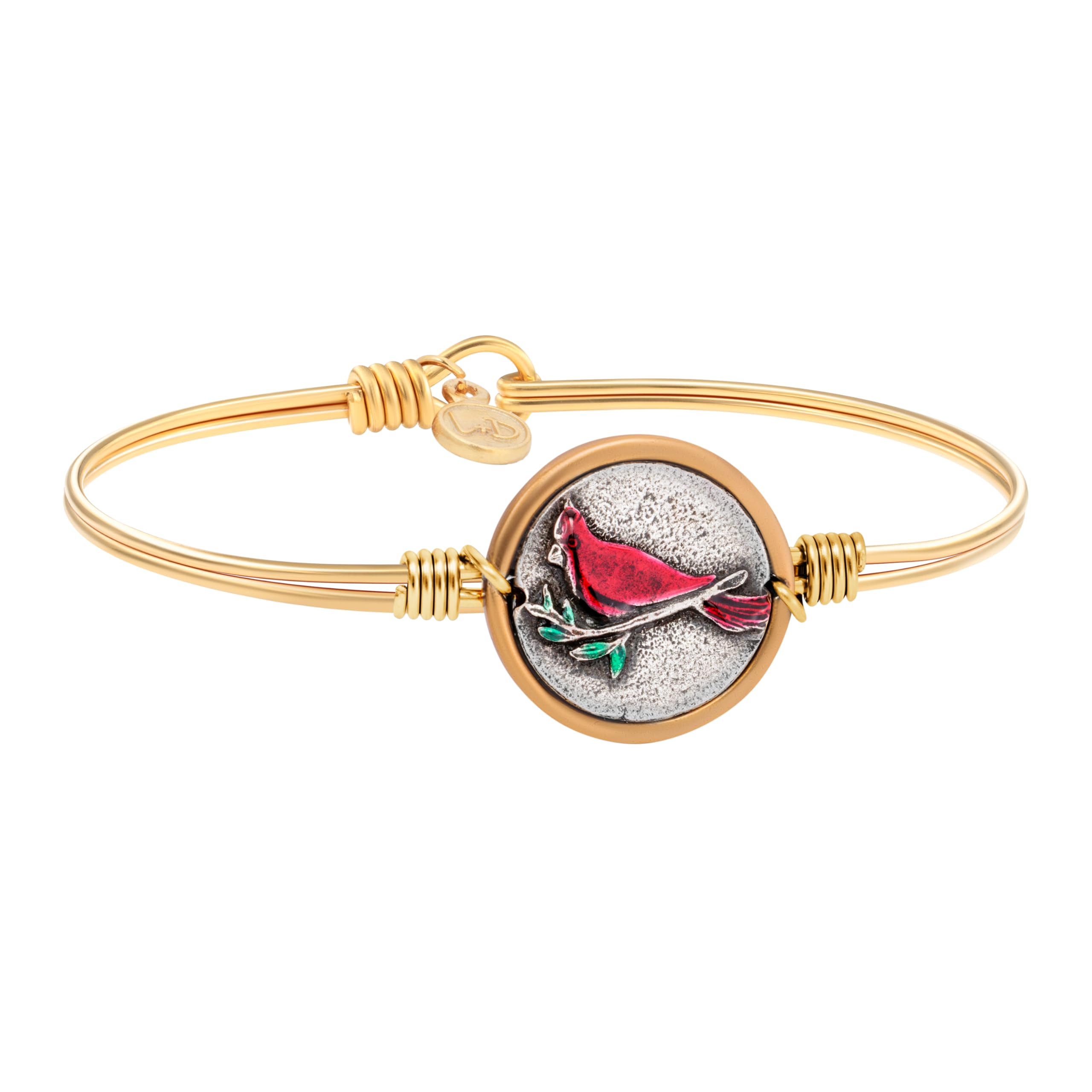 Luca + Danni Red Cardinal: Artisan Metal Bangle Bracelet - Two Tone Stackable Women's Jewelry Gifts | Silver, Regular