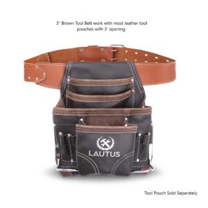 LAUTUS 3-Inch Tapered Work Belt in Heavy Oiled Tanned Leather| 32-Inch to 46-Inch | Brown|