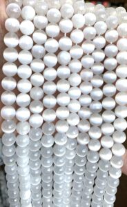 beadalgo - aaa quality natural moroccan selenite round beads for healing and metaphysical therapy. (8 mm)