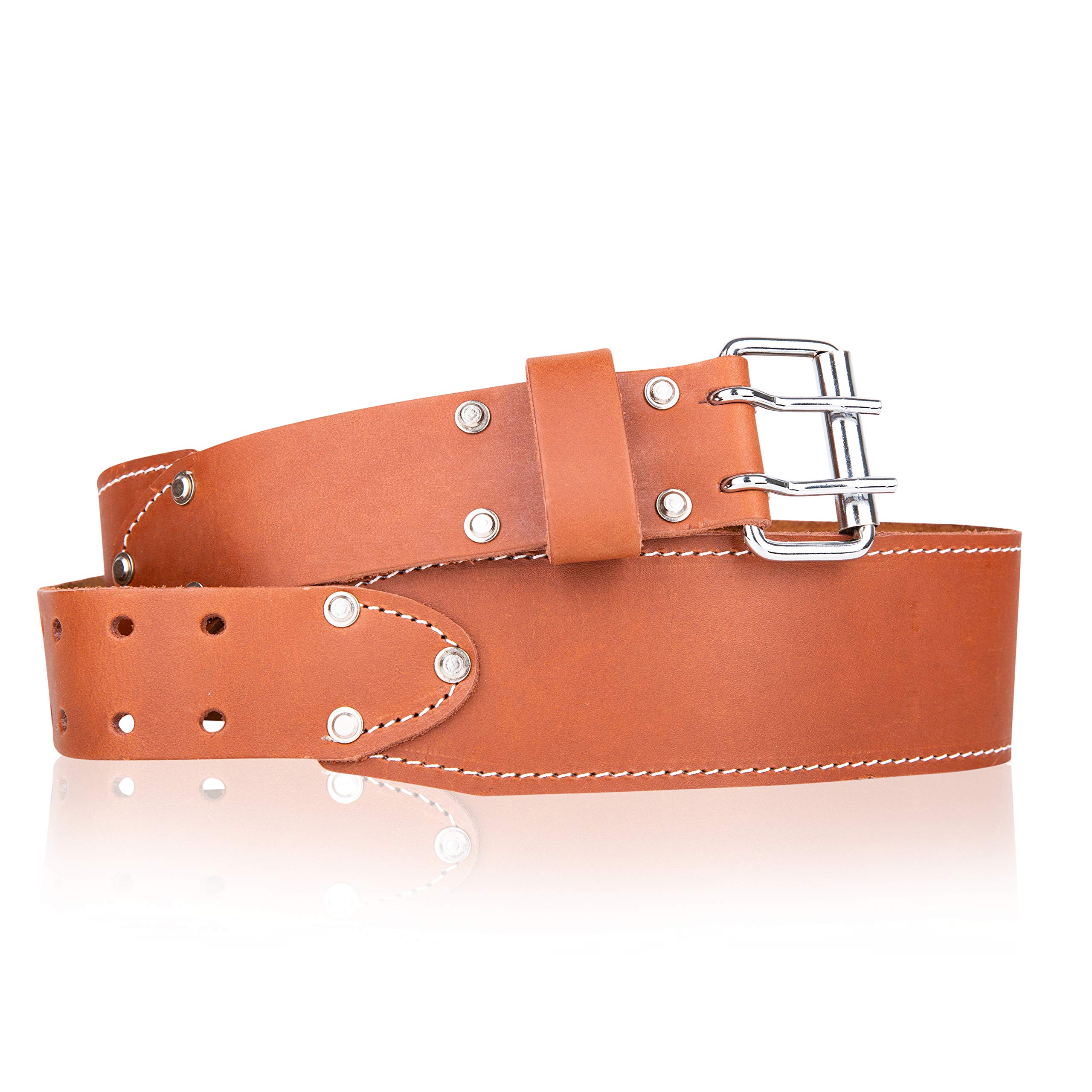 LAUTUS 3-Inch Tapered Work Belt in Heavy Oiled Tanned Leather| 32-Inch to 46-Inch | Brown|