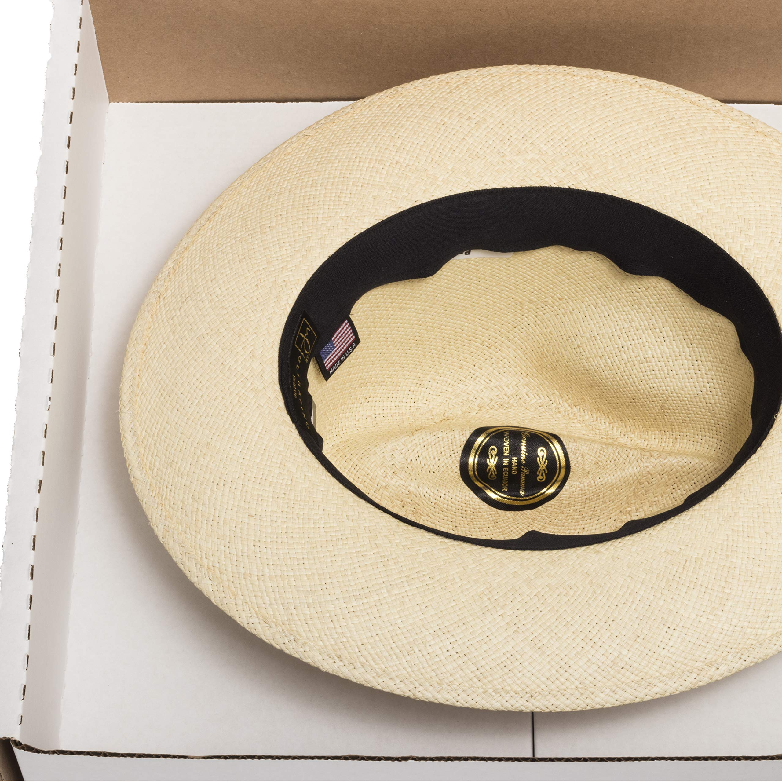 Paul Lashton Travel-Storage Hatbox Montecristi Straw, Panama, Wool Felt, Fedora, Cowboy Hats White