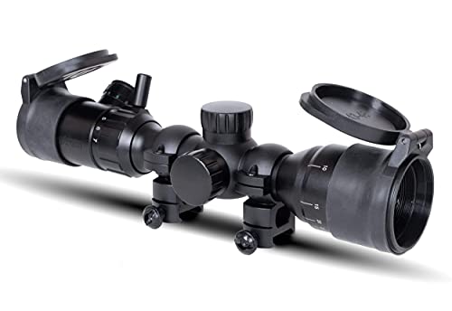 Monstrum 3-9x32 AO Rifle Scope with Illuminated Range Finder Reticle and Parallax Adjustment | Monstrum Flip Up Scope Cover Set | Bundle