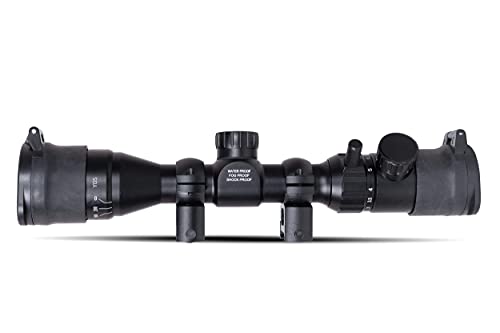 Monstrum 3-9x32 AO Rifle Scope with Illuminated Range Finder Reticle and Parallax Adjustment | Monstrum Flip Up Scope Cover Set | Bundle