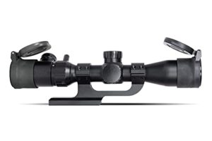 monstrum 3-9x32 ao rifle scope with illuminated range finder reticle and parallax adjustment | zr250 h-series offset scope mount | monstrum flip up lens cover set | bundle