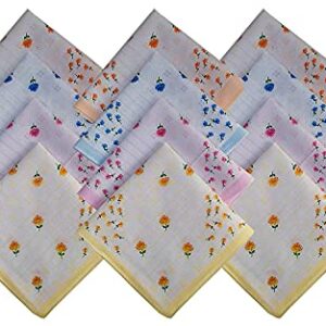 Orrish Women Handkerchief women Hankies 100% Cotton Soft Cloth Napkin Vintage Floral Print Ladies Hankies for Gift with Floral Design (12)