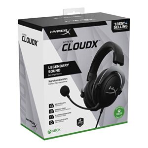 HyperX CloudX, Official Xbox Licensed Gaming Headset, Compatible with Xbox One and Series X|S, Memory Foam Ear Cushions, Detachable Noise-Cancelling Mic, in-line Audio Controls,Black/ Silver