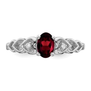 IceCarats 925 Sterling Silver Red Garnet Diamond Ring Gemstone Band January Birthstone Jewelry Size 7.00