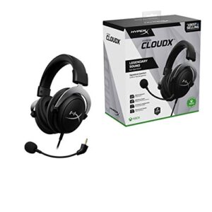 HyperX CloudX, Official Xbox Licensed Gaming Headset, Compatible with Xbox One and Series X|S, Memory Foam Ear Cushions, Detachable Noise-Cancelling Mic, in-line Audio Controls,Black/ Silver