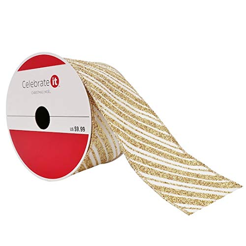 2.5" Taffeta Wired Slant Striped Ribbon by Celebrate It Christmas