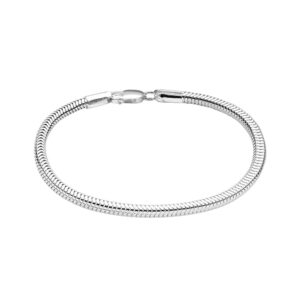 lecalla solid 925 sterling silver italian 3 mm snake-chain bracelet for teen and women 6.5 inches