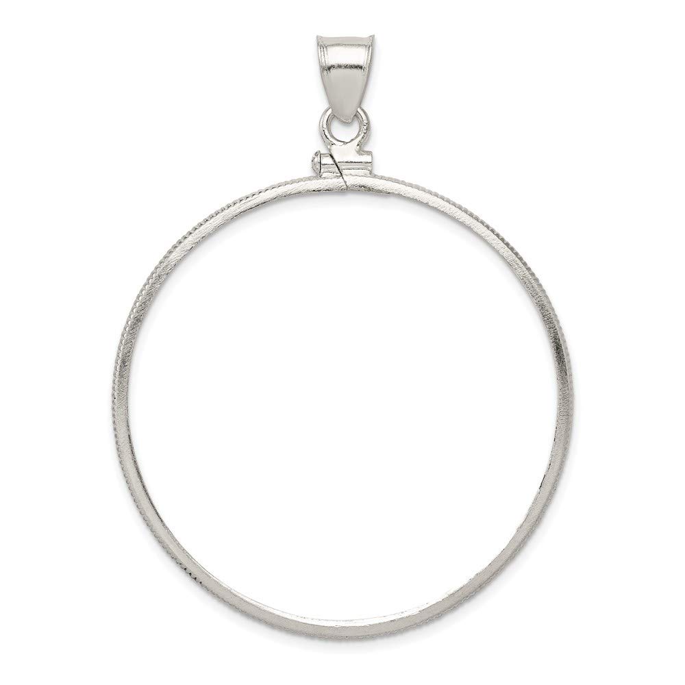 Sterling Silver 40.6 x 3.1mm Screw Top Coin Polished Bezel Pendant 40.6mm 3.1mm style QBP8